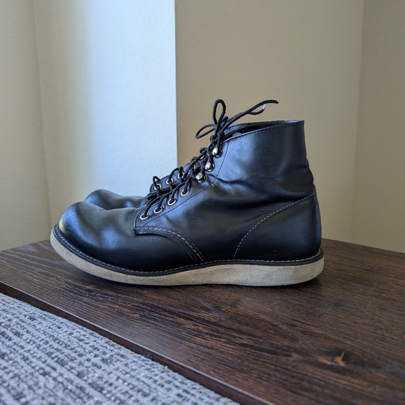 Red Wing Black 8165 Leather Lace Up Work Ankle Boots